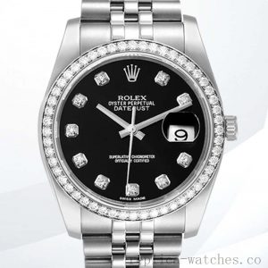 Rolex Datejust 36mm Men's 116244BKDJ Diamond Bezel Silver-tone