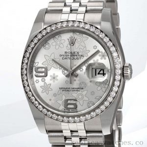 Rolex Datejust 116244SFAJ 36mm Men's Diamond Bezel Silver-tone