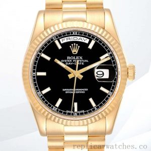 Rolex Day-Date Men's 118238BKSP 36mm Black Dial Stainless Steel