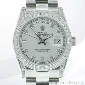 Rolex Day-date Men's m118389-0008 36mm Watch Silver-tone