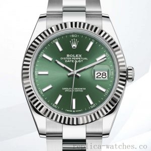 Rolex Datejust Men's m126334-0027 41mm Silver-tone Green Dial