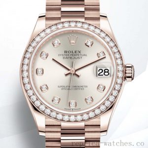 Rolex Datejust Ladies m278285rbr-0030 31mm Rose Gold-tone Silver Dial