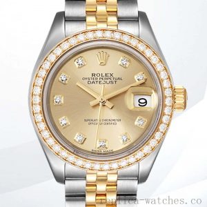 Rolex Datejust Ladies m279383rbr-0011 28mm Diamond Bezel Champagne Dial