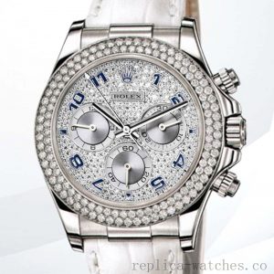 Rolex Daytona Men's 116589 40mm Diamond Paved Dial Leather Strap