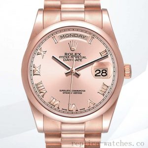 Rolex Day-Date 118205 Men's 36mm Rose Gold Dial Automatic