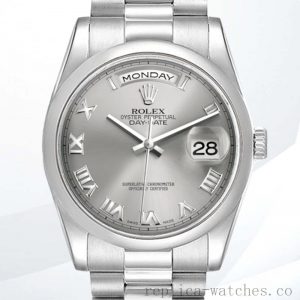 Rolex Day-Date Men's 118206 36mm Grey Dial President Bracelet