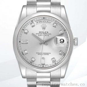 Rolex Day-Date 118206 Men's 36mm Silver-tone Watch