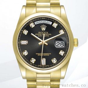 Rolex Day-Date 118208-83208 36mm Men's Black Dial Stainless Steel