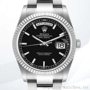 Rolex Day-Date 118239 36mm Men's Silver-tone Black Dial