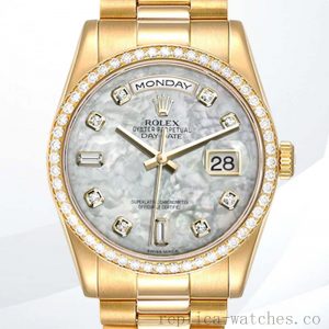 Rolex Day-Date Men's m118348-0100 36mm Oyster Bracelet/President Bracelet Gold-tone