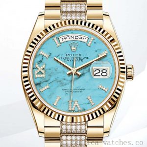 Rolex Day-Date Men's m128238-0072 36mm Blue Dial Gold-tone