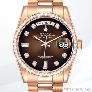 Rolex Day-Date Men's 36mm m128345rbr-0040 Watch Rose Gold-tone