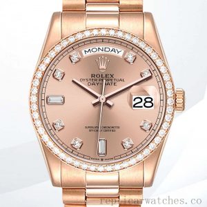 Rolex Day-Date 36mm m128345rbr-0009 Men's Rose Gold Dial