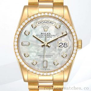 Rolex Day-Date m128348rbr-0017 Men's 36mm President Bracelet Diamond Bezel