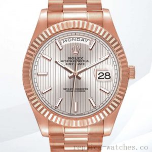 Rolex Day-Date m228235-0005 40mm Men's Silver Stripe Dial