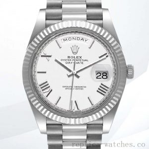 Rolex Day-Date 40mm Men's m228236-0010 White Dial Silver-tone