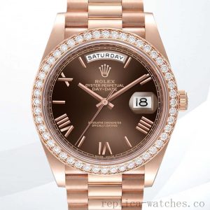 Rolex Day-Date Men's 40mm m228345rbr-0009 Rose Gold-tone