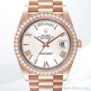 Rolex Day-Date Men's 40mm m228345rbr-0012 Watch White Dial