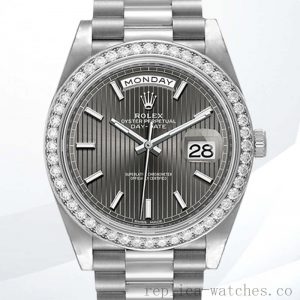 Rolex Day-Date 228349RBR-0008 Men's 40mm Silver-tone